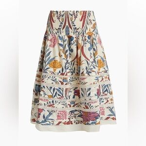 Farm Rio Cream Romantic Lightness Midi Skirt Boho Floral Paisley sz Small